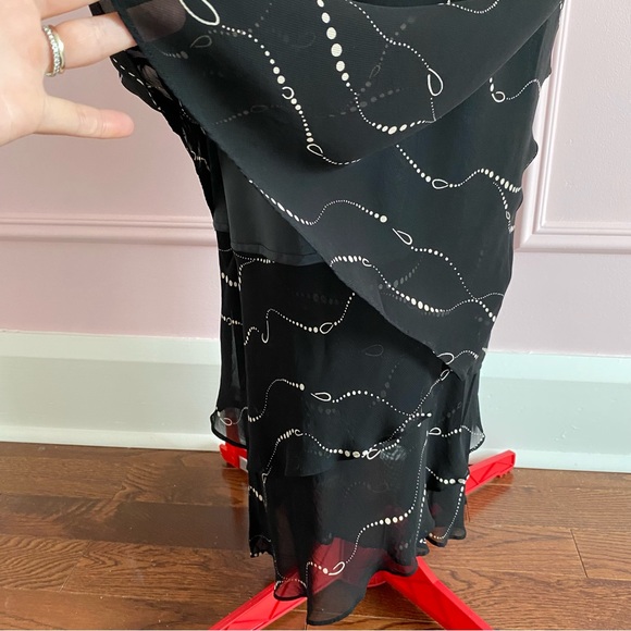 EVAN PICONE Vintage Dress, Black V-Neck Sleeveless, Long, Ruffles, Ties, US M - Picture 7 of 13